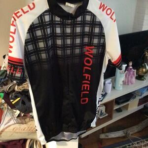 Wolfield Cycling Jersey Men's Large 3/4 Zip Black White Red